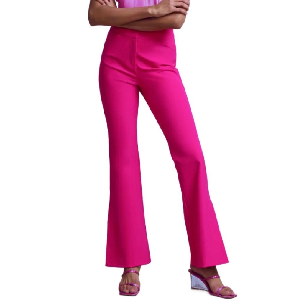 New York & Company Hot Pink High Rise Flare Pant Fit To Flatter Split Leg NWT